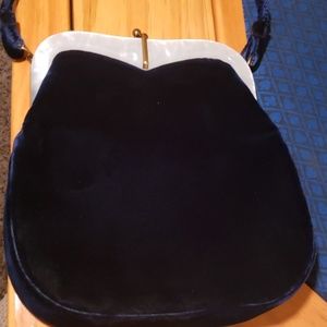 Vintage Garay Blue Suede Handbag with Opal details